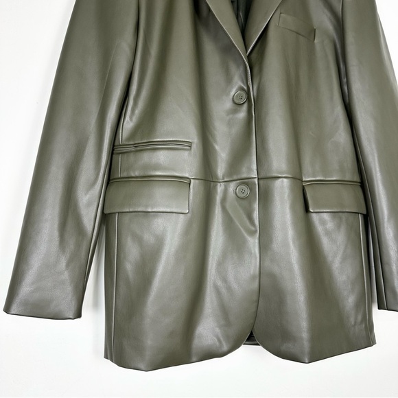 Blank NYC Faux Leather Blazer Jacket Olive Green - Picture 3 of 10